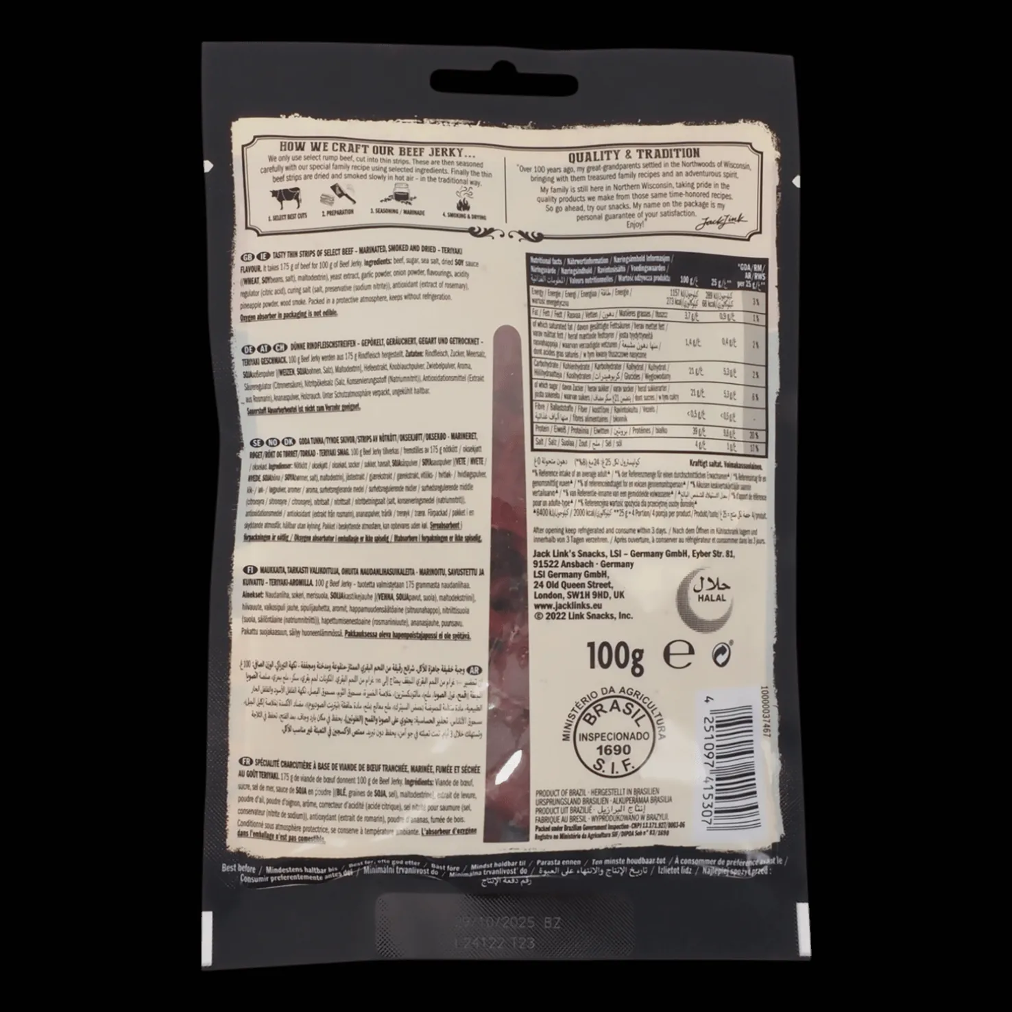 Beef Jerky 100 G Teriyaki, kuivaliha - Retkiruoat Ja -Muonat - Beef Jerky 100 G Teriyaki, kuivaliha