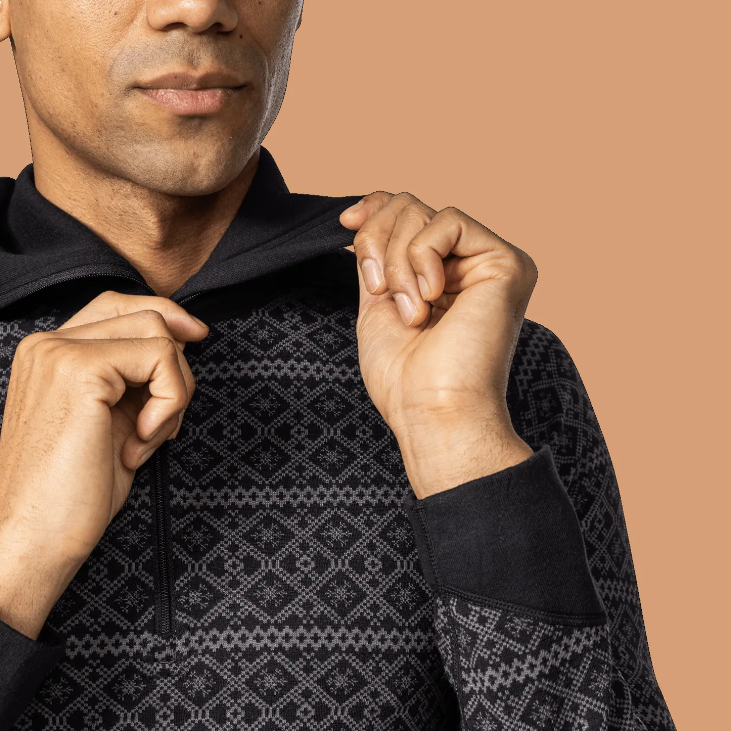 Dalen 2-layer Wool Polo Zip, miesten villapaita - Villakerrastot yläosat miehet - Dalen 2-layer Wool Polo Zip, miesten villapaita