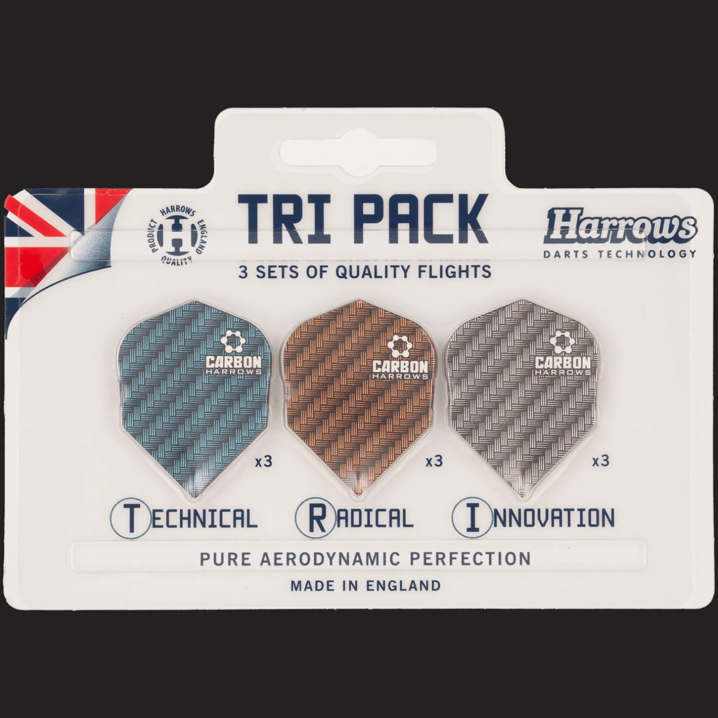 Dart Flights Carbon Tri Pack 9 kpl, dartstikkasiivekkeet - Tikanheitto - Dart Flights Carbon Tri Pack 9 kpl, dartstikkasiivekkeet