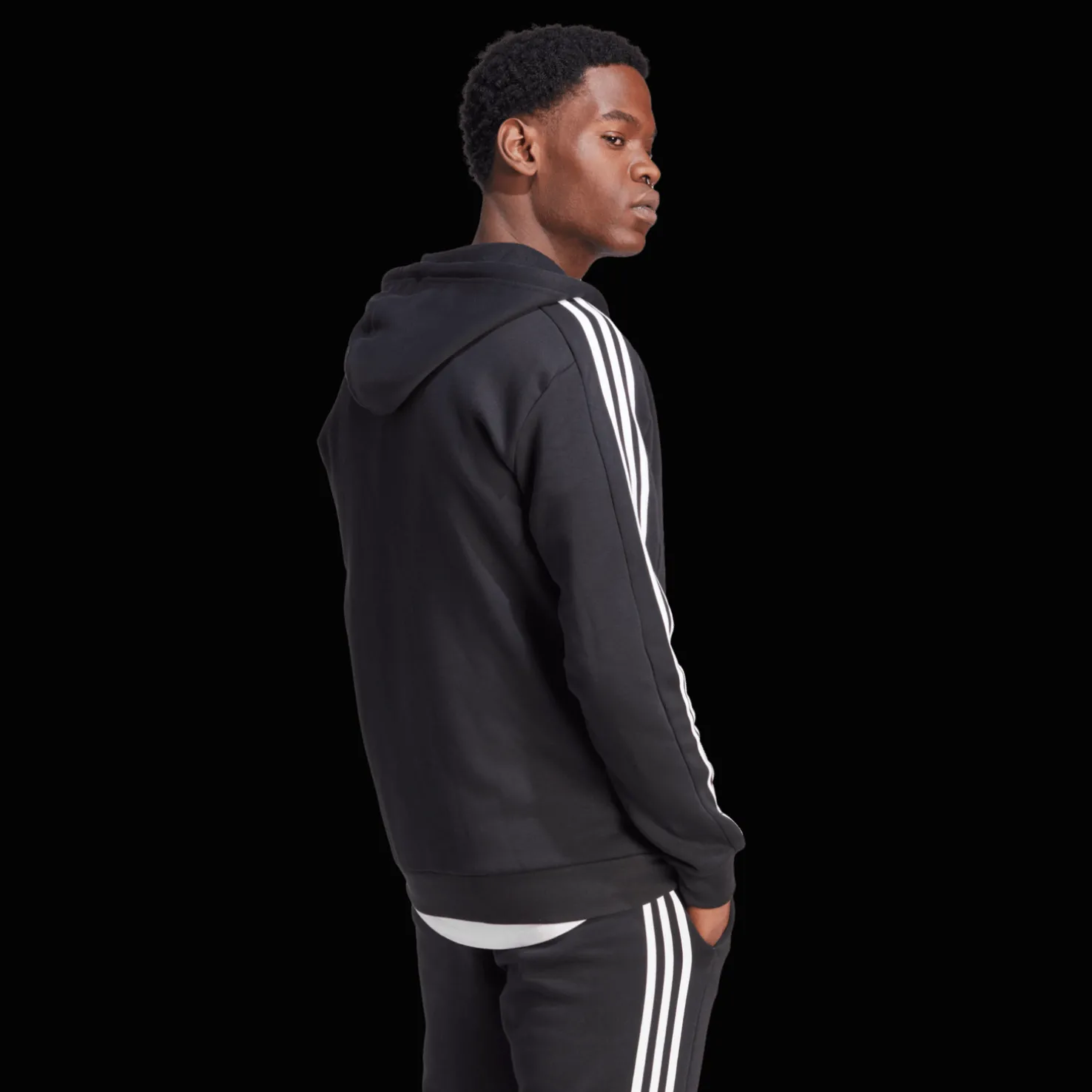 Essential Fleece 3-Stripes Full Zip, miesten huppari - Hupparit - Essential Fleece 3-Stripes Full Zip, miesten huppari