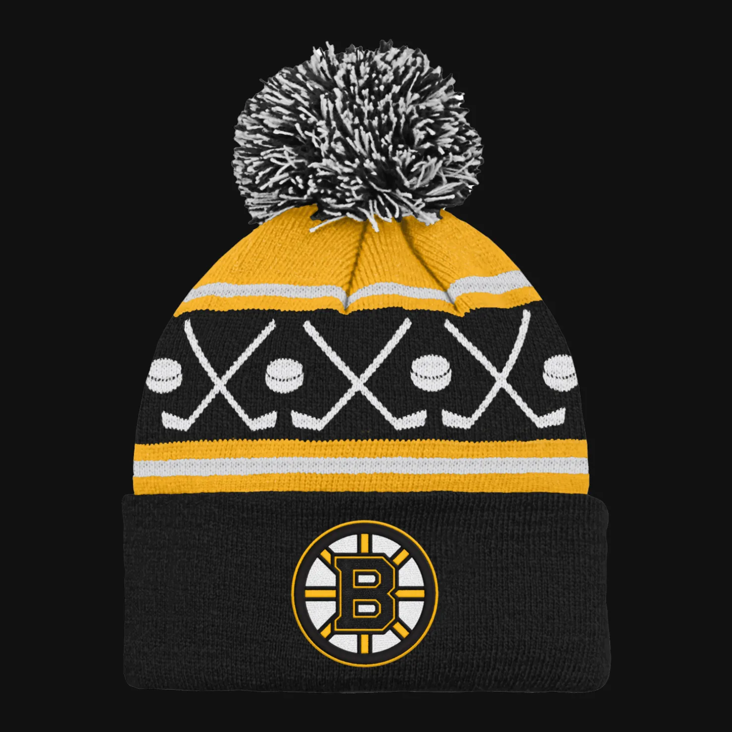 Faceoff Cuff Knit Beanie with pom Bruins - 24/25, fanipipo, unisex, lasten - NHL-Tuotteet - Faceoff Cuff Knit Beanie with pom Bruins - 24/25, fanipipo, unisex, lasten