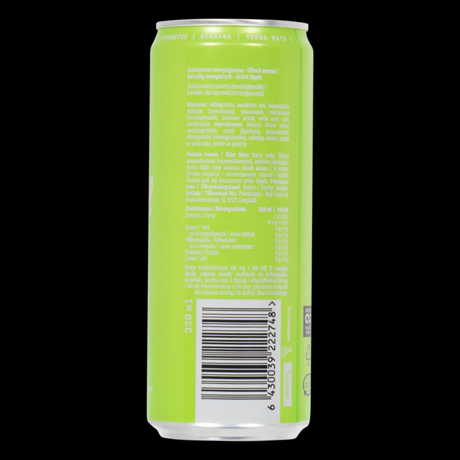 Natural energy drink - Grön äpple 330ml, energiajuoma - Energiajuomat - Natural energy drink - Grön äpple 330ml, energiajuoma