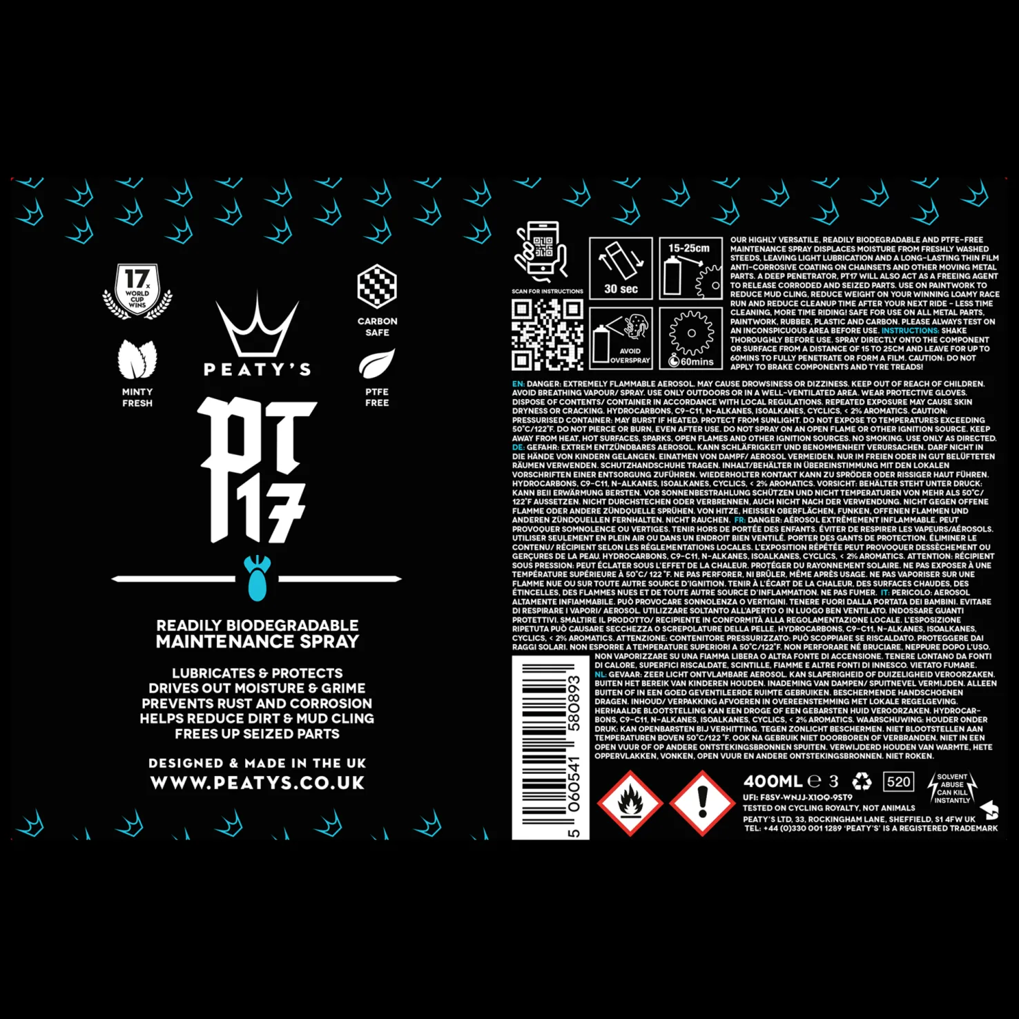 PT17 General Maintenance spray, pyörän huoltosuihke - Polkupyörän Ketjuöljyt Ja -Rasvat - PT17 General Maintenance spray, pyörän huoltosuihke