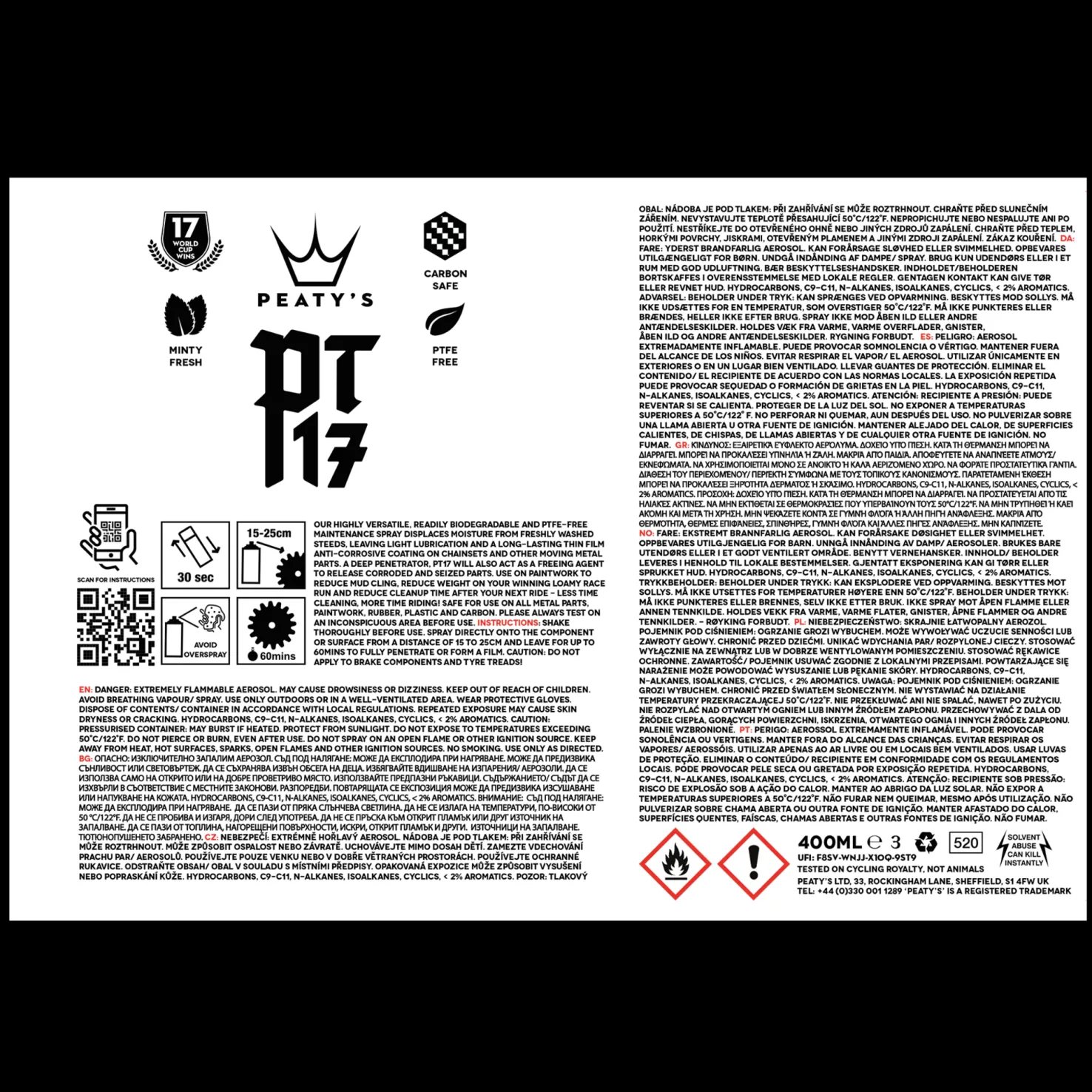 PT17 General Maintenance spray, pyörän huoltosuihke - Polkupyörän Ketjuöljyt Ja -Rasvat - PT17 General Maintenance spray, pyörän huoltosuihke