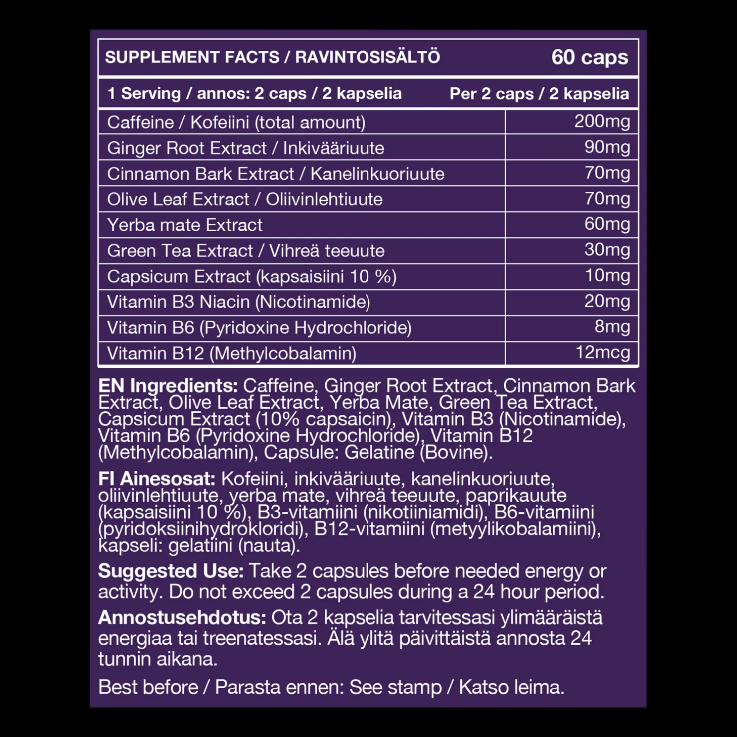 Purple Burn (60caps), ravintolisä - Superfood ja luonnolliset ravinteet - Purple Burn (60caps), ravintolisä