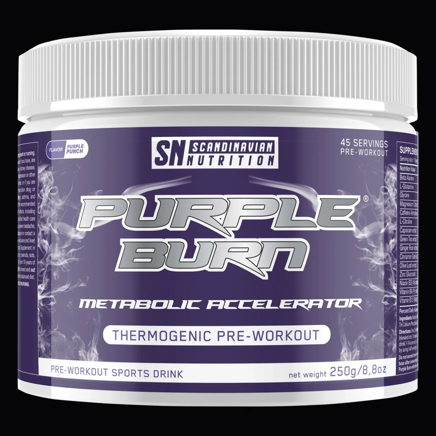 Purple Burn Pwo (Purple Punch (250g), pre-workout-jauhe - Pre-Workout Juomat - Purple Burn Pwo (Purple Punch (250g), pre-workout-jauhe
