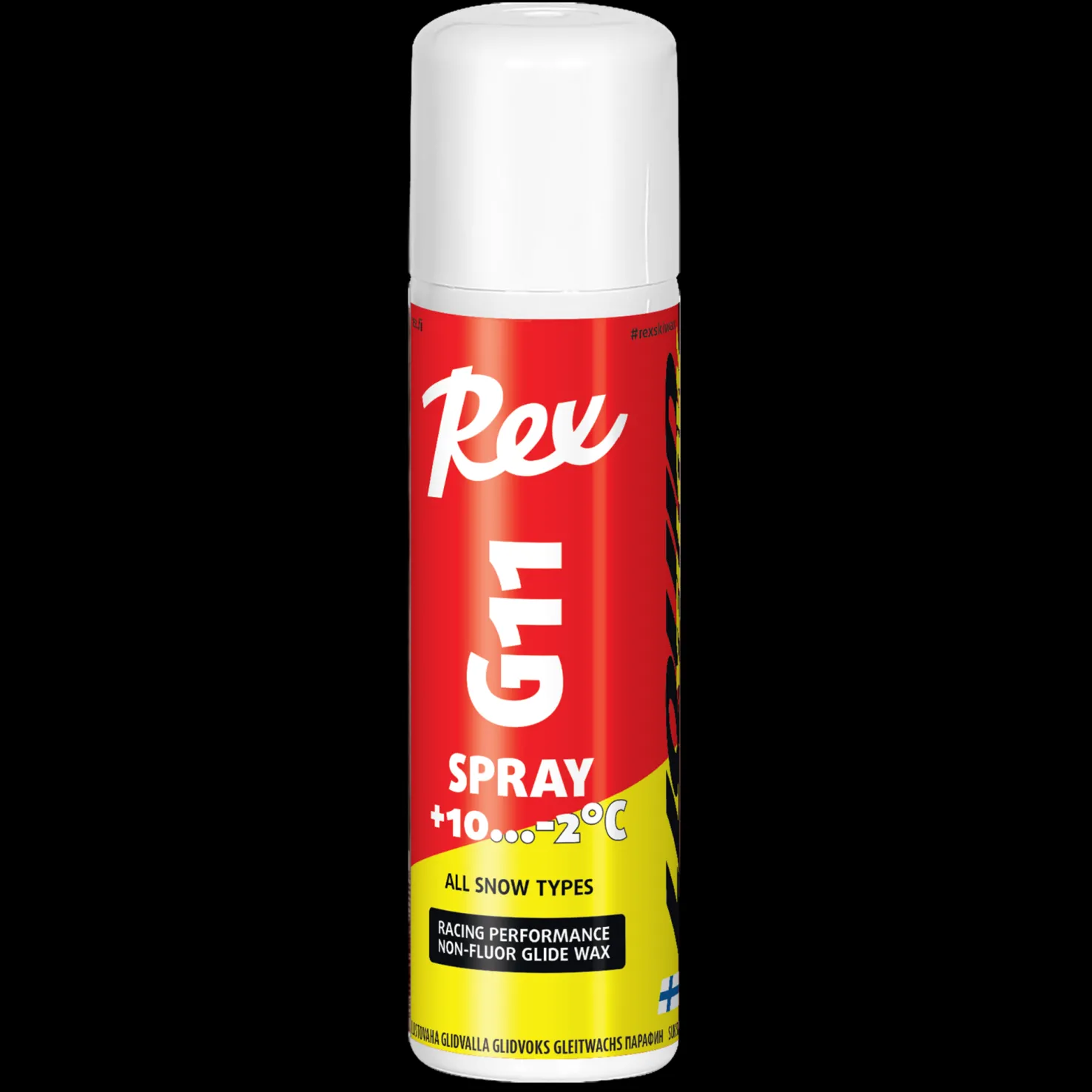 Rex 436 G11 Yellow spray +10…-2C. All snow types 24/25, keltainen nestemäinen luistovoide - Pitovoiteet Suksiin - Rex 436 G11 Yellow spray +10…-2C. All snow types 24/25, keltainen nestemäinen luistovoide