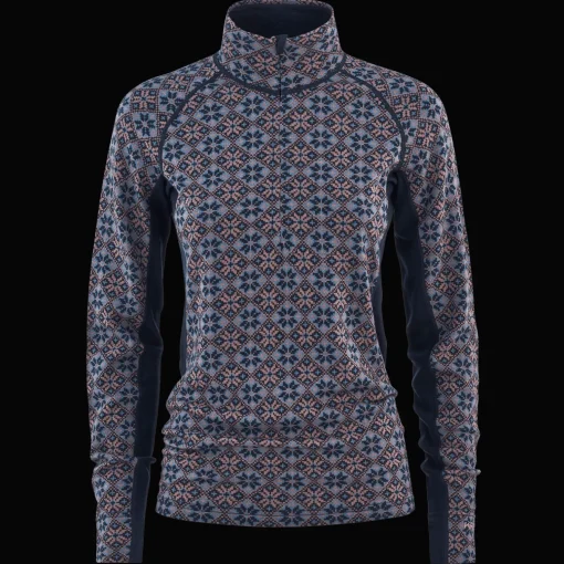 Rose Light Half Zip, naisten villapaita - Villakerrastot yläosat naiset - Rose Light Half Zip, naisten villapaita