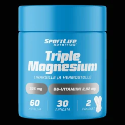 SportLife Triple Magnesium 60 kaps, ravintolisä - Superfood ja luonnolliset ravinteet - SportLife Triple Magnesium 60 kaps, ravintolisä