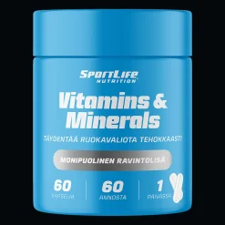 SportLife Vitamins&Minerals 60 kaps, ravintolisä - Superfood ja luonnolliset ravinteet - SportLife Vitamins&Minerals 60 kaps, ravintolisä