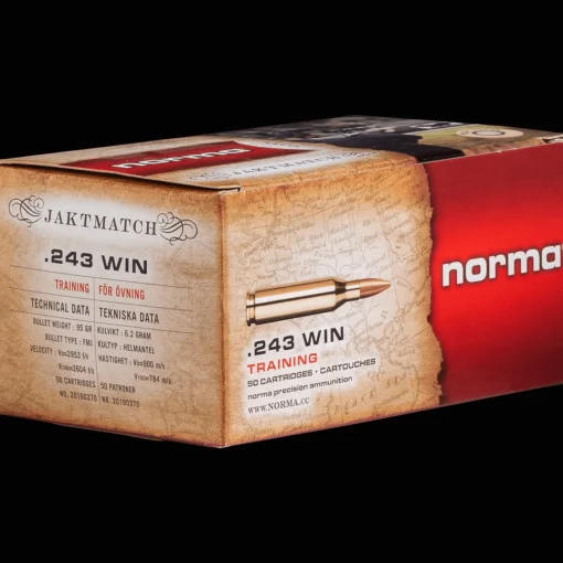 243WIN 6,2 GR FMJ JAKTMATCH, patruunat - Kiväärin patruunat - 243WIN 6,2 GR FMJ JAKTMATCH, patruunat