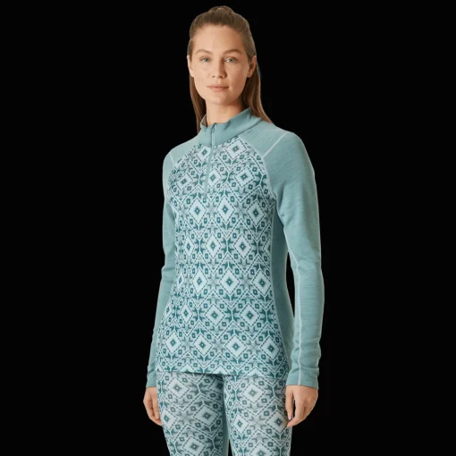 LIFA Merino Midweight Graphic 1/2 Zip, naisten villapaita - Villakerrastot yläosat naiset - LIFA Merino Midweight Graphic 1/2 Zip, naisten villapaita
